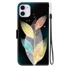 For iPhone 11 Crystal Texture Colored Drawing Leather Phone Case(Colored Leaves) - 3