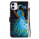 For iPhone 11 Crystal Texture Colored Drawing Leather Phone Case(Peacock) - 3