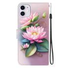 For iPhone 11 Crystal Texture Colored Drawing Leather Phone Case(Lotus) - 3