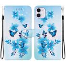 For iPhone 11 Crystal Texture Colored Drawing Leather Phone Case(Blue Butterflies) - 1