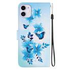 For iPhone 11 Crystal Texture Colored Drawing Leather Phone Case(Blue Butterflies) - 3