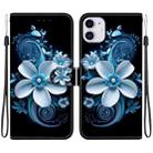 For iPhone 11 Crystal Texture Colored Drawing Leather Phone Case(Black Orchid) - 1