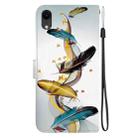 For iPhone XR Crystal Texture Colored Drawing Leather Phone Case(Gold Butterfly Feathers) - 3