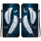 For iPhone XR Crystal Texture Colored Drawing Leather Phone Case(White Butterfly Feathers) - 1