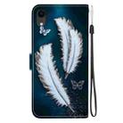 For iPhone XR Crystal Texture Colored Drawing Leather Phone Case(White Butterfly Feathers) - 3