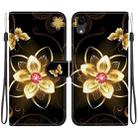 For iPhone XR Crystal Texture Colored Drawing Leather Phone Case(Gold Flower) - 1