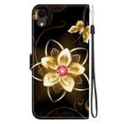 For iPhone XR Crystal Texture Colored Drawing Leather Phone Case(Gold Flower) - 3