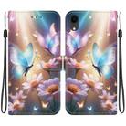 For iPhone XR Crystal Texture Colored Drawing Leather Phone Case(Butterfly Love Flower) - 1