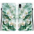 For iPhone XR Crystal Texture Colored Drawing Leather Phone Case(Jade Flowers) - 1