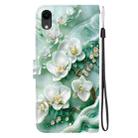 For iPhone XR Crystal Texture Colored Drawing Leather Phone Case(Jade Flowers) - 3