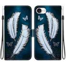 For iPhone SE 2024 Crystal Texture Colored Drawing Leather Phone Case(White Butterfly Feathers) - 1