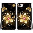 For iPhone SE 2024 Crystal Texture Colored Drawing Leather Phone Case(Gold Flower) - 1