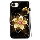 For iPhone SE 2024 Crystal Texture Colored Drawing Leather Phone Case(Gold Flower) - 3