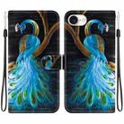 For iPhone SE 2024 Crystal Texture Colored Drawing Leather Phone Case(Peacock) - 1