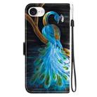 For iPhone SE 2024 Crystal Texture Colored Drawing Leather Phone Case(Peacock) - 3