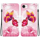 For iPhone SE 2024 Crystal Texture Colored Drawing Leather Phone Case(Pink Butterflies) - 1