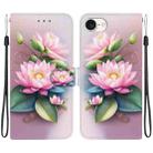 For iPhone SE 2024 Crystal Texture Colored Drawing Leather Phone Case(Lotus) - 1