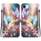 For iPhone SE 2024 Crystal Texture Colored Drawing Leather Phone Case(Butterfly Love Flower) - 1