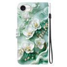 For iPhone SE 2024 Crystal Texture Colored Drawing Leather Phone Case(Jade Flowers) - 3