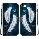 For iPhone 7 / 8 / SE 2022 Crystal Texture Colored Drawing Leather Phone Case(White Butterfly Feathers) - 1