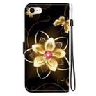 For iPhone 7 / 8 / SE 2022 Crystal Texture Colored Drawing Leather Phone Case(Gold Flower) - 3