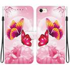 For iPhone 7 / 8 / SE 2022 Crystal Texture Colored Drawing Leather Phone Case(Pink Butterflies) - 1
