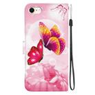 For iPhone 7 / 8 / SE 2022 Crystal Texture Colored Drawing Leather Phone Case(Pink Butterflies) - 3