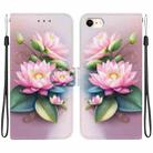 For iPhone 7 / 8 / SE 2022 Crystal Texture Colored Drawing Leather Phone Case(Lotus) - 1