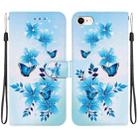 For iPhone 7 / 8 / SE 2022 Crystal Texture Colored Drawing Leather Phone Case(Blue Butterflies) - 1