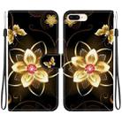 For iPhone 7 Plus / 8 Plus Crystal Texture Colored Drawing Leather Phone Case(Gold Flower) - 1