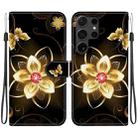 For Samsung Galaxy S24 Ultra 5G Crystal Texture Colored Drawing Leather Phone Case(Gold Flower) - 1