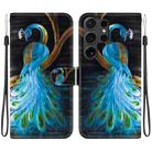 For Samsung Galaxy S24 Ultra 5G Crystal Texture Colored Drawing Leather Phone Case(Peacock) - 1