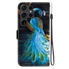 For Samsung Galaxy S24 Ultra 5G Crystal Texture Colored Drawing Leather Phone Case(Peacock) - 3