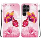 For Samsung Galaxy S24 Ultra 5G Crystal Texture Colored Drawing Leather Phone Case(Pink Butterflies) - 1