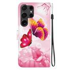 For Samsung Galaxy S24 Ultra 5G Crystal Texture Colored Drawing Leather Phone Case(Pink Butterflies) - 3