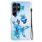 For Samsung Galaxy S24 Ultra 5G Crystal Texture Colored Drawing Leather Phone Case(Blue Butterflies) - 3