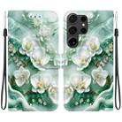 For Samsung Galaxy S24 Ultra 5G Crystal Texture Colored Drawing Leather Phone Case(Jade Flowers) - 1