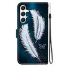 For Samsung Galaxy S24 5G Crystal Texture Colored Drawing Leather Phone Case(White Butterfly Feathers) - 3