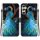 For Samsung Galaxy S24 5G Crystal Texture Colored Drawing Leather Phone Case(Peacock) - 1