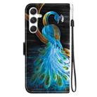 For Samsung Galaxy S24 5G Crystal Texture Colored Drawing Leather Phone Case(Peacock) - 3