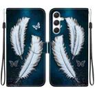 For Samsung Galaxy S23 FE 5G Crystal Texture Colored Drawing Leather Phone Case(White Butterfly Feathers) - 1