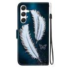 For Samsung Galaxy S23 FE 5G Crystal Texture Colored Drawing Leather Phone Case(White Butterfly Feathers) - 3
