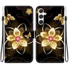 For Samsung Galaxy S23 FE 5G Crystal Texture Colored Drawing Leather Phone Case(Gold Flower) - 1