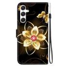 For Samsung Galaxy S23 FE 5G Crystal Texture Colored Drawing Leather Phone Case(Gold Flower) - 3