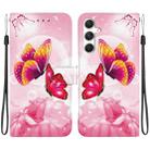 For Samsung Galaxy S23 FE 5G Crystal Texture Colored Drawing Leather Phone Case(Pink Butterflies) - 1
