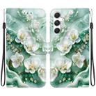 For Samsung Galaxy S23 FE 5G Crystal Texture Colored Drawing Leather Phone Case(Jade Flowers) - 1