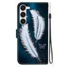 For Samsung Galaxy S23 5G Crystal Texture Colored Drawing Leather Phone Case(White Butterfly Feathers) - 3