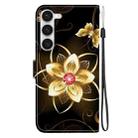 For Samsung Galaxy S23 5G Crystal Texture Colored Drawing Leather Phone Case(Gold Flower) - 3