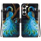 For Samsung Galaxy S23 5G Crystal Texture Colored Drawing Leather Phone Case(Peacock) - 1