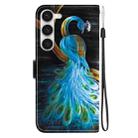 For Samsung Galaxy S23 5G Crystal Texture Colored Drawing Leather Phone Case(Peacock) - 3